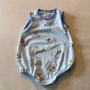 Light Blue Baby Sleeveless Onesie with Puppy Pool Print